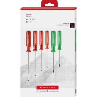 PB Swiss 6 Pce Slotted & Pozidriv Classic Screwdriver Set in Box