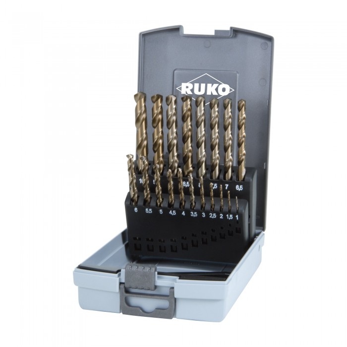 RUKO 25 PIECE TWIST DRILL SET 1-13mm Cobalt