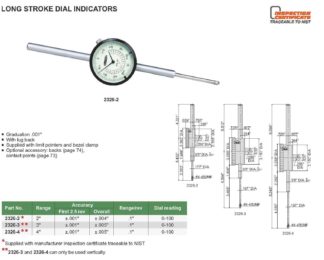 LONG STROKE DIAL INDICATOR | 4" | INSIZE 2326-4