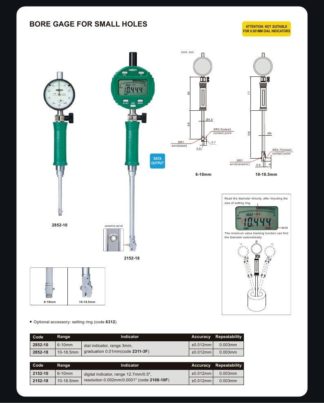 BORE GAGE FOR SMALL HOLES  (setting ring is not included)