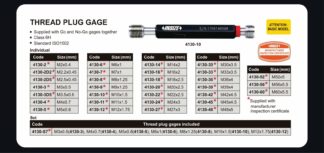 THREAD PLUG GAGE 6H, Go and No Go, ISO 1502