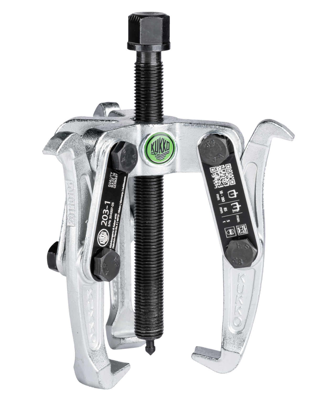 Kukko 3-Armed Puller with Oscillating and Reversible Puller Legs and Combination Crosshead