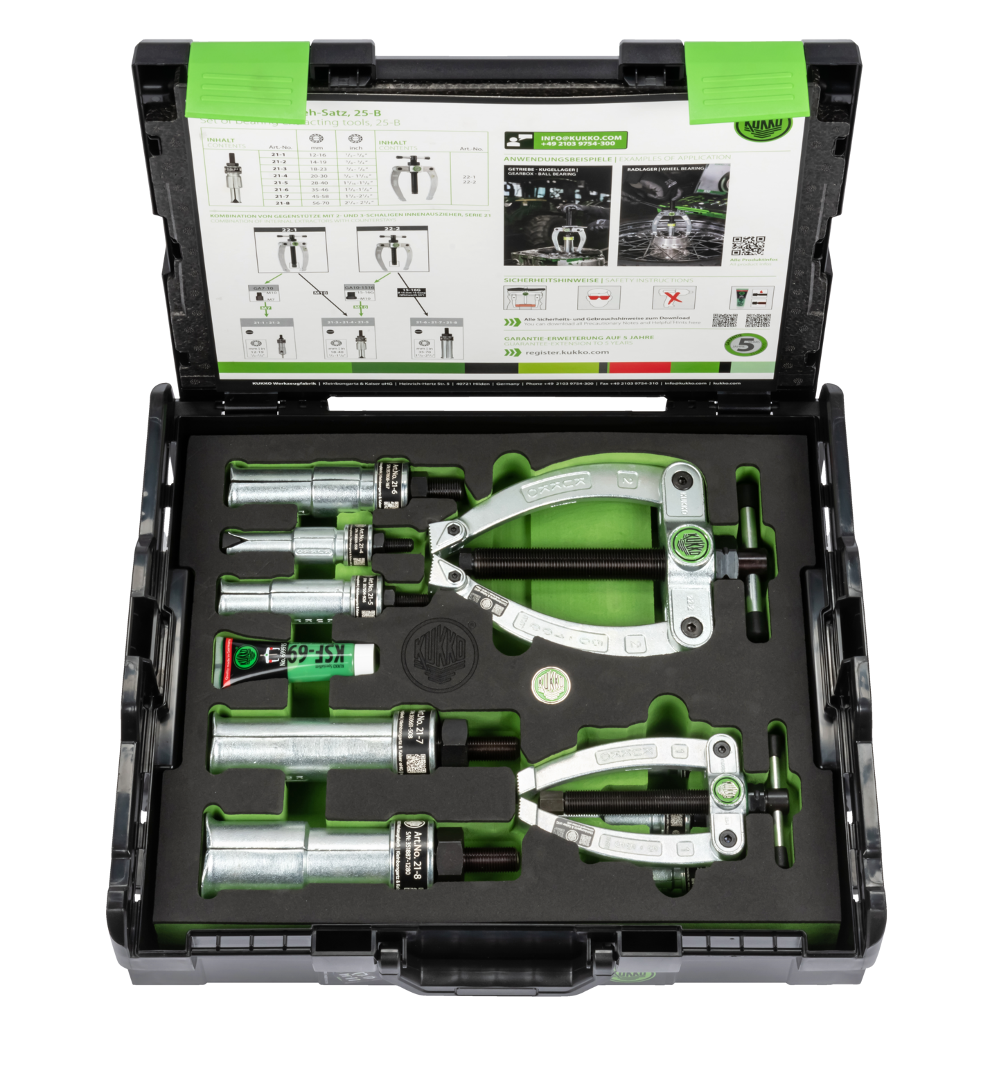 Kukko 25-B Ball Bearing Extraction Set with Counter Support 10 Piece