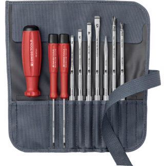 PB Swiss SwissGrip Slotted & Phillips Screwdriver 9 Pce Set with Interchangeable Blades in Roll-Up Case
