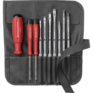 PB Swiss SwissGrip Screwdriver 9 Pce Set with Interchangeable Blades in Roll-Up Case