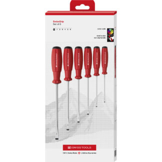 PB Swiss 6 Pce SwissGrip Slotted Screwdriver Set in Cardboard Box