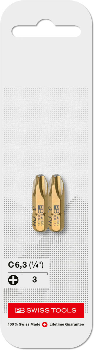 PB Swiss C6 190 CN2 Phillips PH3 PrecisionBit Design C 6.3 (1/4") 2 Pack