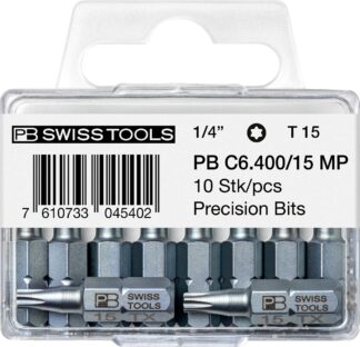 PB Swiss C6 400 MP Torx TX15 PrecisionBit Design C 6.3 (1/4") 10 Pack