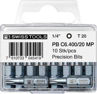 PB Swiss C6 400 MP Torx TX20 PrecisionBit Design C 6.3 (1/4") 10 Pack