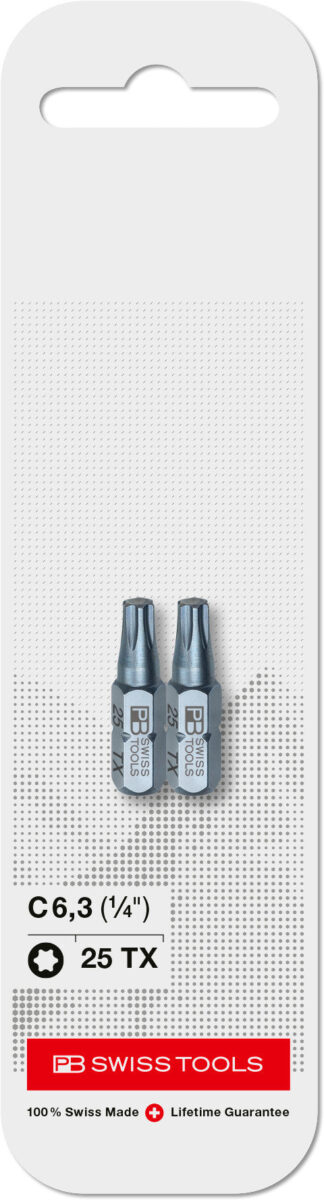 PB Swiss C6 400 CN2 Torx TX25 PrecisionBit Design C 6.3 (1/4") 2 Pack