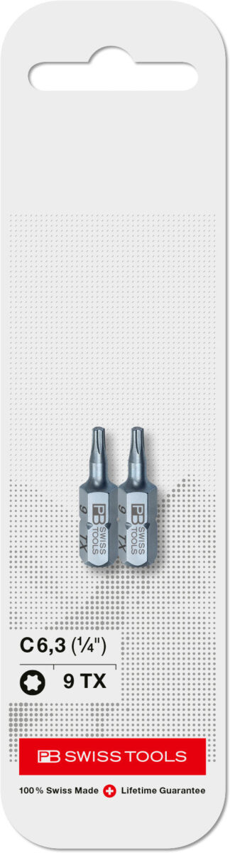PB Swiss C6 400 CN2 Torx TX9 PrecisionBit Design C 6.3 (1/4") 2 Pack