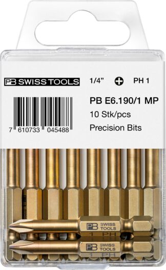 PB Swiss E6 190 MP Phillips PH1 PrecisionBit Design E 6.3 (1/4") 10 Pack