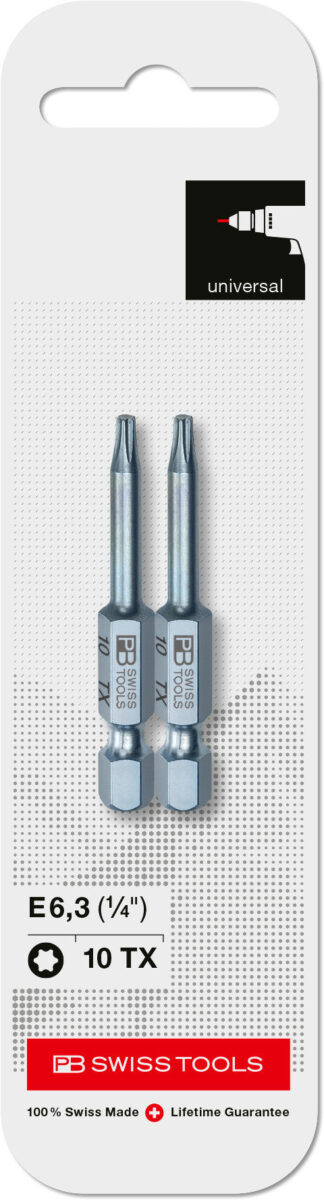 PB Swiss Torx PrecisionBit TX10 Design E 6.3 (1/4") 2 Pack