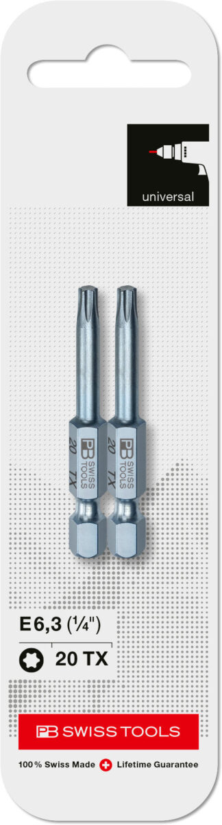 PB Swiss Torx PrecisionBit TX20 Design E 6.3 (1/4") 2 Pack