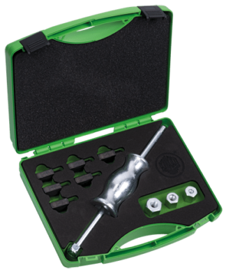 SET OF SLIDE HAMMER WITH ADAPTERS, 10 PCS. SUITABLE F. INTERNAL EXTRACTOR IN A PP-CASE