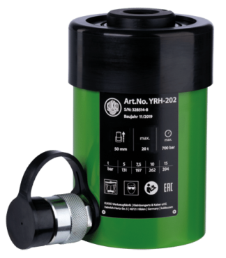 HOLLOW RAM 20 TONS/ 50 MM WITH TAPPED PRESSURE PAD AND 2 FIXING CAP SCREWS