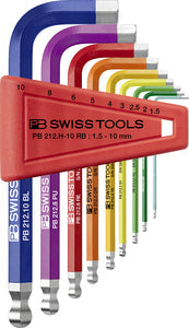 PB Swiss 212.H-10 RainBow Hex Key L-Wrench 9 Pce Set Ball-Point in Blister Pack