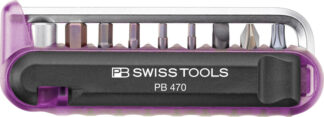 PB Swiss 470 Purple BikeTool Pocket Tool with 9 Screwdriving Tools & 2 Tyre Levers in Skin Pack