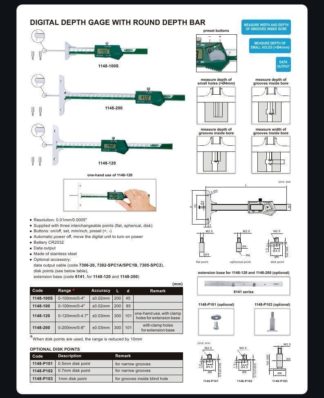 DIGITAL DEPTH GAGE WITH ROUND DEPTH BAR