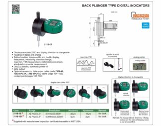 BACK PLUNGER TYPE DIGITAL INDICATOR (flat back)