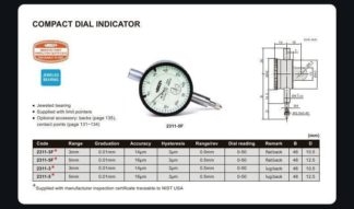 COMPACT DIAL INDICATOR (flat back)