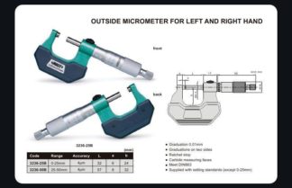 OUTSIDE MICROMETERS FOR LEFT OR RIGHT HAND