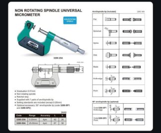 NON ROTATING SPINDLE UNIVERSAL MICROMETER (with tips)