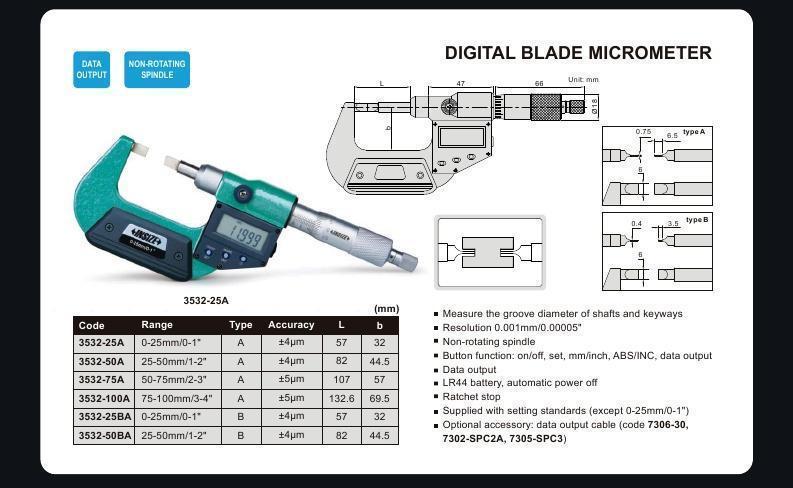 DIGITAL BLADE MICROMETER (6.5x0.75mm)