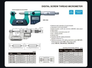 DIGITAL SCREW THREAD MICROMETER (measuring tips are not included)