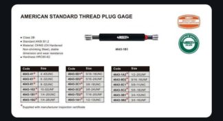 AMERICAN STANDARD THREAD PLUG GAGE, 2B, ANSI B1.2