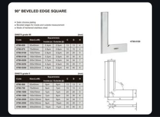 90° BEVELED EDGE SQUARE (DIN875 grade 00)