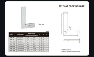 90° FLAT EDGE SQUARE (DIN875 grade 0)
