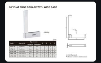 90° FLAT EDGE SQUARE WITH WIDE BASE (DIN875 grade 0)