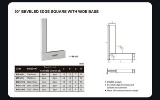 90° BEVELED EDGE SQUARE WITH WIDE BASE (DIN875 grade 0)