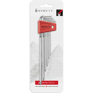 PB Swiss 6 Pce Metric Long Arm Ball End Hex Key Set in Blister Pack (1.5-5mm)