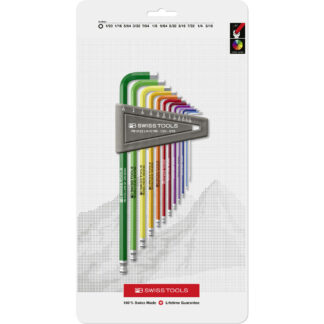 PB Swiss Rainbow 12 Pce Ball End Imperial Hex Key Set in Plastic Holder
