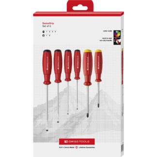 PB Swiss 6 Pce Slotted & Phillips SwissGrip Screwdriver Set in Cardboard Box