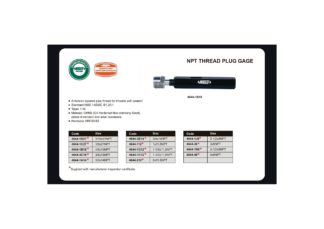 NPT THREAD PLUG GAGE, ANSI/ASME B1.20.1